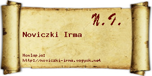 Noviczki Irma névjegykártya